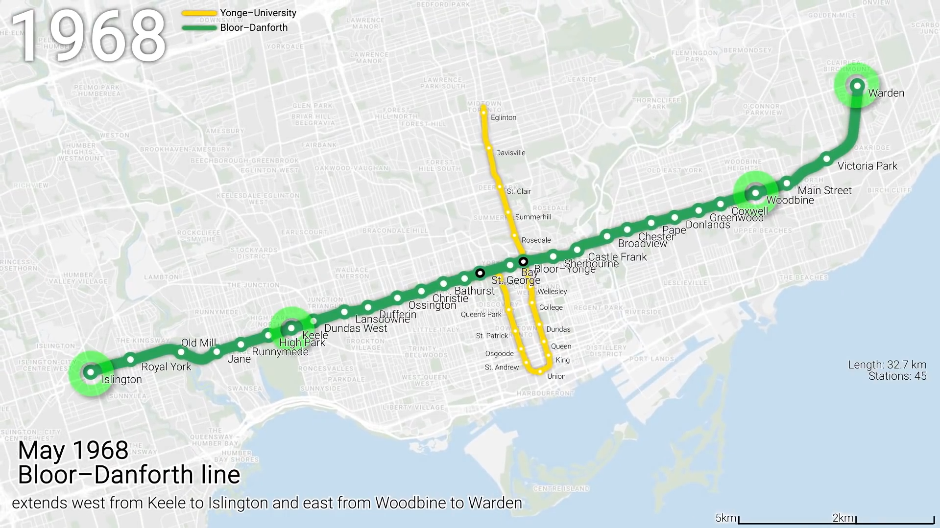 1968 Line 2 Subway Map